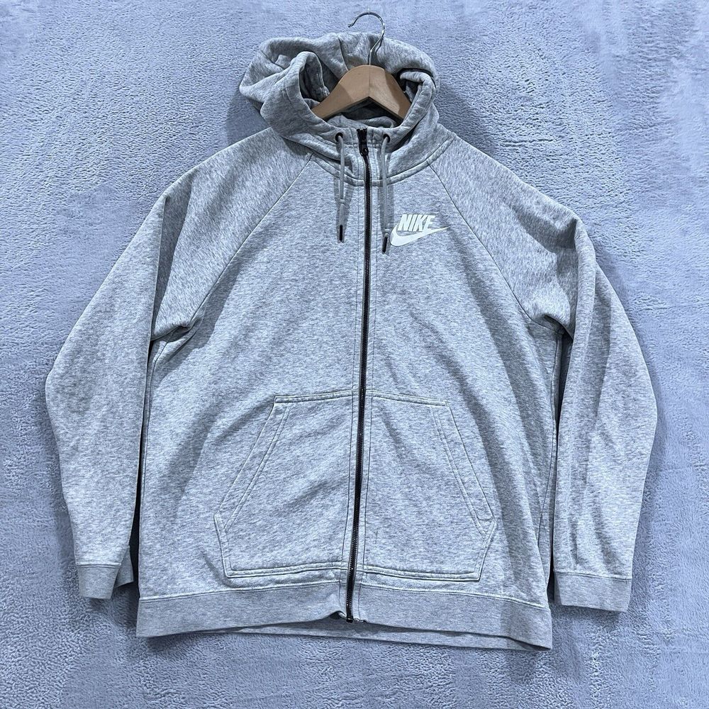 Nike Sportswear Hoodie Women's Large Full Zip Gray Heather Sweatshirt Jacket